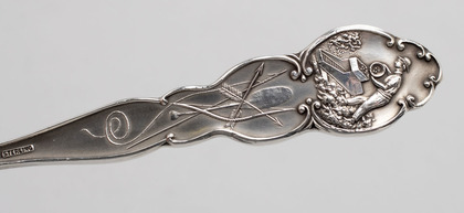 Nome Alaska Struck It Rich Sterling Silver Souvenir Spoon - L.W. Suter, Mayer Bros, Nome Gold Miner
